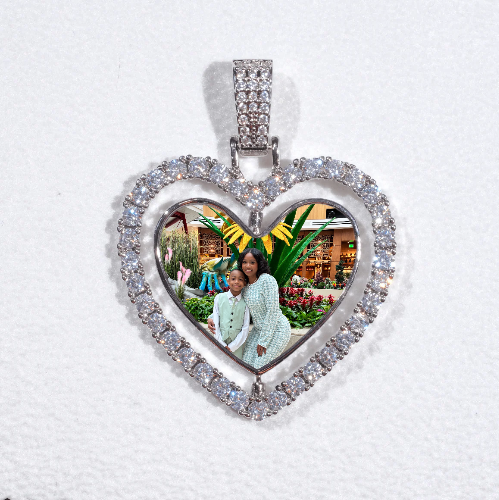 3D Spinning 2-Faced Heart Custom Picture Pendant