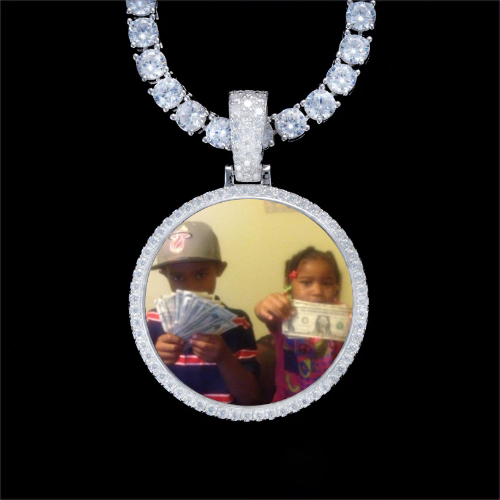 925S & VVS Moissanite 3D Circle Custom Picture Pendant