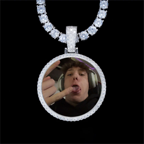 925S & VVS Moissanite 3D Circle Custom Picture Pendant