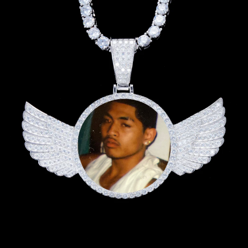 925S & VVS Moissanite 3D Wing Custom Picture Pendant