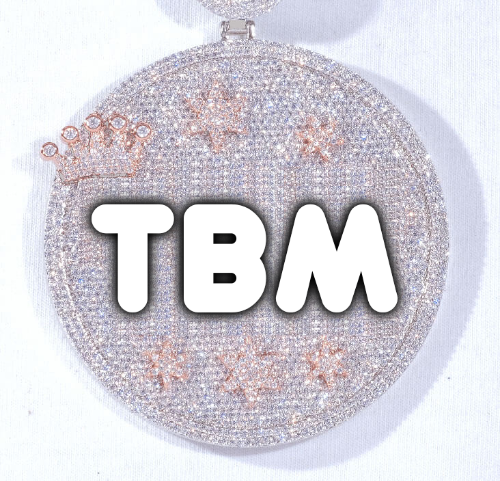 CUSTOM LETTER NECKLACE 3D BIG CROWN DISC