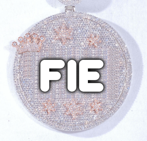CUSTOM LETTER NECKLACE 3D BIG CROWN DISC