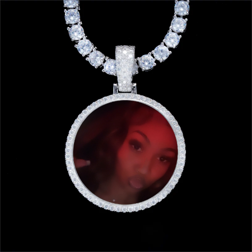 925S & VVS Moissanite 3D Circle Custom Picture Pendant
