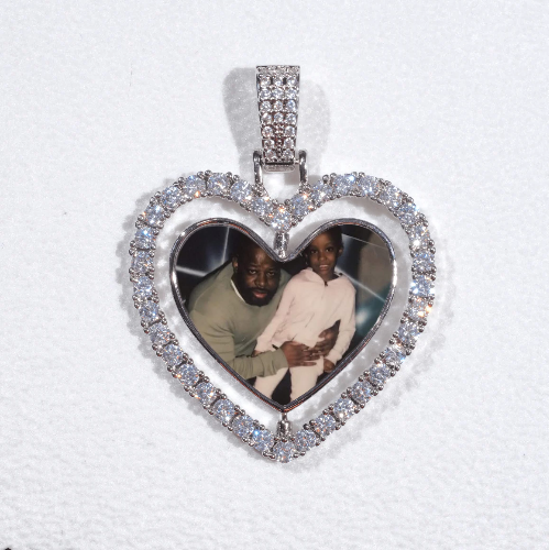 3D Spinning 2-Faced Heart Custom Picture Pendant
