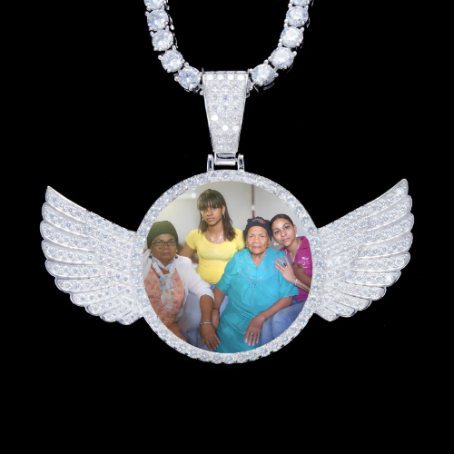 925S & VVS Moissanite 3D Wing Custom Picture Pendant