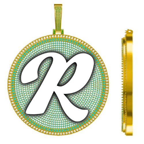 CUSTOM LETTER NECKLACE 3D BIG DISC