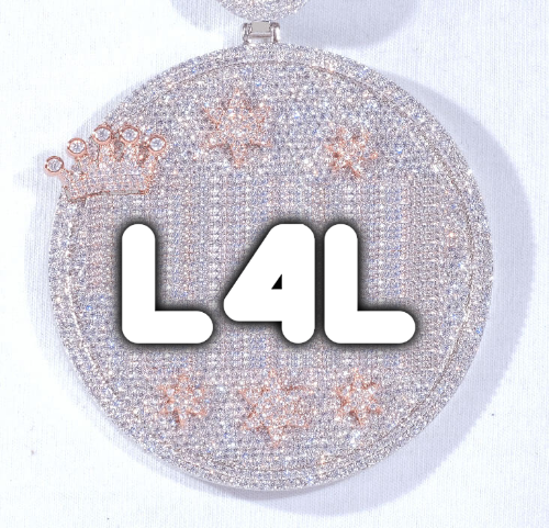 CUSTOM LETTER NECKLACE 3D BIG CROWN DISC