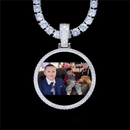 925S & VVS Moissanite 3D Circle Custom Picture Pendant