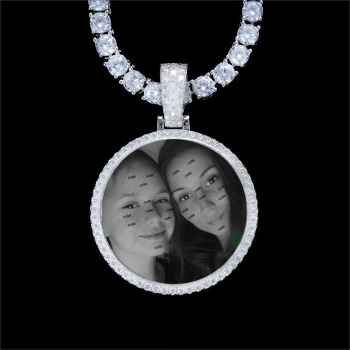 925S & VVS Moissanite 3D Circle Custom Picture Pendant