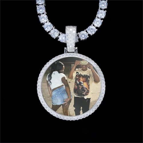 925S & VVS Moissanite 3D Circle Custom Picture Pendant