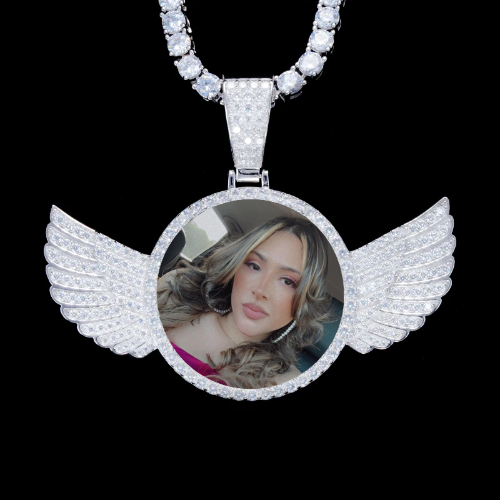 925S & VVS Moissanite 3D Wing Custom Picture Pendant
