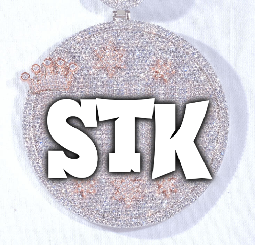 CUSTOM LETTER NECKLACE 3D BIG CROWN DISC
