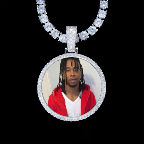 925S & VVS Moissanite 3D Circle Custom Picture Pendant