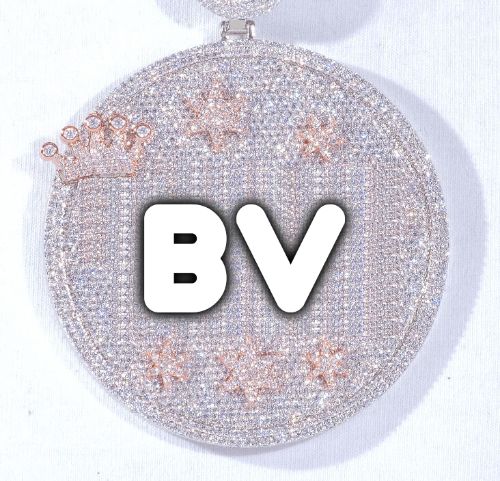 CUSTOM LETTER NECKLACE 3D BIG CROWN DISC