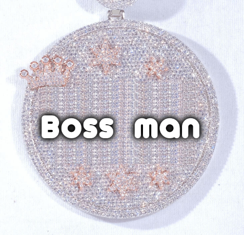 CUSTOM LETTER NECKLACE 3D BIG CROWN DISC