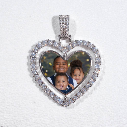 3D Spinning 2-Faced Heart Custom Picture Pendant
