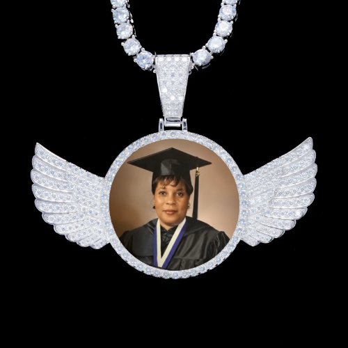925S & VVS Moissanite 3D Wing Custom Picture Pendant