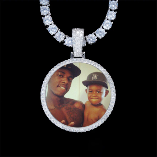 925S & VVS Moissanite 3D Circle Custom Picture Pendant