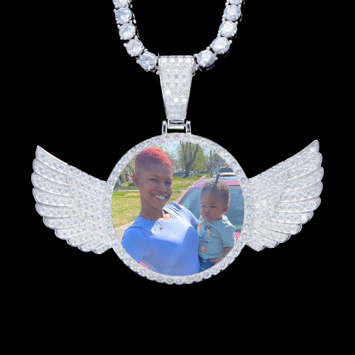 925S & VVS Moissanite 3D Wing Custom Picture Pendant