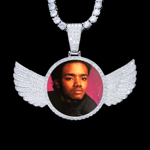 925S & VVS Moissanite 3D Wing Custom Picture Pendant
