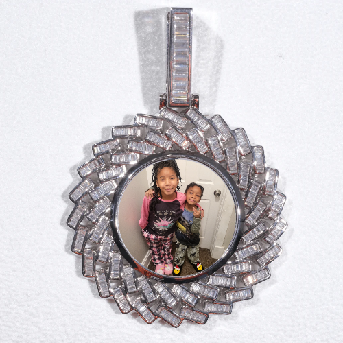Large 3D Baguette Custom Picture Pendant