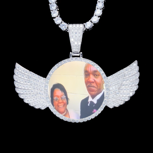 925S & VVS Moissanite 3D Wing Custom Picture Pendant