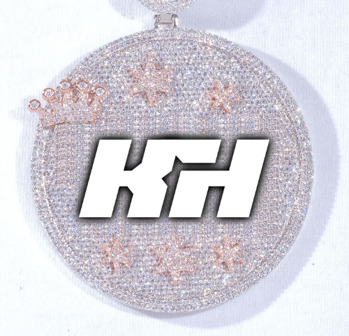 CUSTOM LETTER NECKLACE 3D BIG CROWN DISC