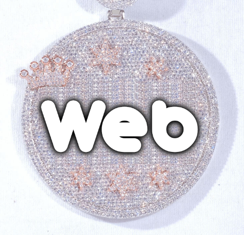 CUSTOM LETTER NECKLACE 3D BIG CROWN DISC