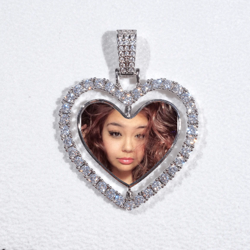 3D Spinning 2-Faced Heart Custom Picture Pendant