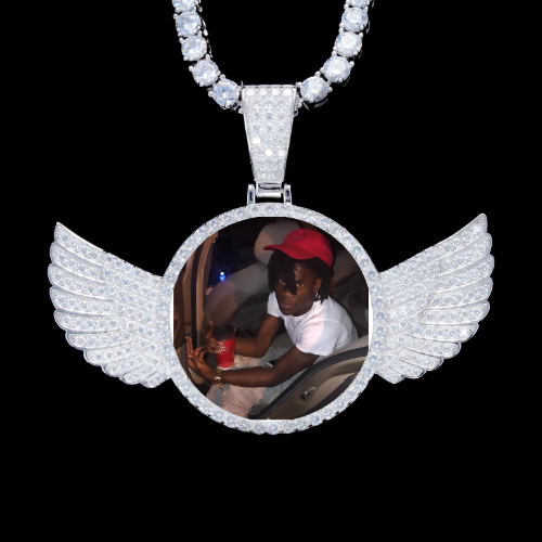 925S & VVS Moissanite 3D Wing Custom Picture Pendant