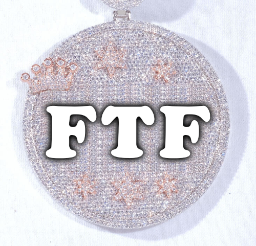 CUSTOM LETTER NECKLACE 3D BIG CROWN DISC
