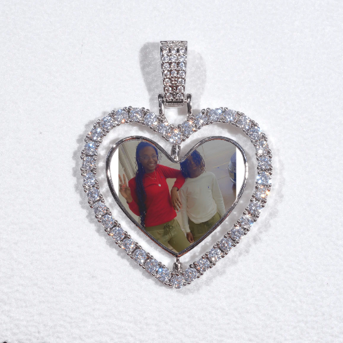 3D Spinning 2-Faced Heart Custom Picture Pendant