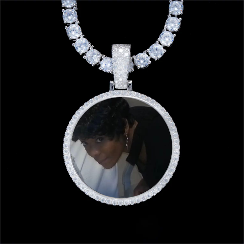 925S & VVS Moissanite 3D Circle Custom Picture Pendant