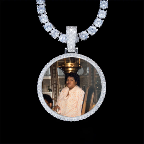 925S & VVS Moissanite 3D Circle Custom Picture Pendant