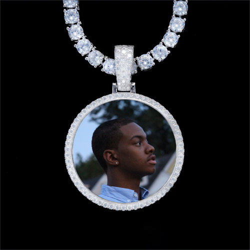 925S & VVS Moissanite 3D Circle Custom Picture Pendant