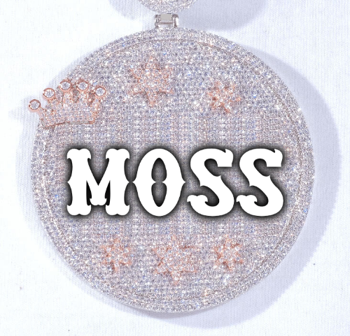 CUSTOM LETTER NECKLACE 3D BIG CROWN DISC