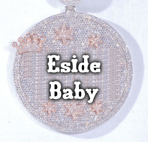 CUSTOM LETTER NECKLACE 3D BIG CROWN DISC