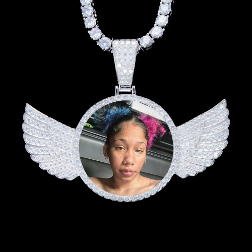925S & VVS Moissanite 3D Wing Custom Picture Pendant
