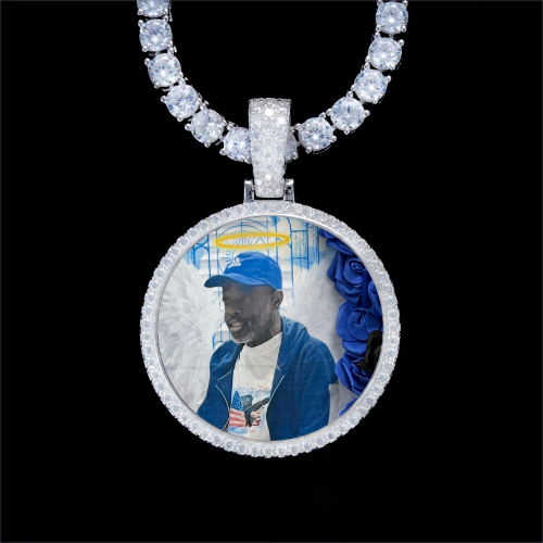 925S & VVS Moissanite 3D Circle Custom Picture Pendant