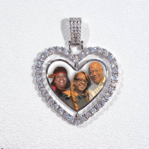 3D Spinning 2-Faced Heart Custom Picture Pendant