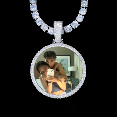 925S & VVS Moissanite 3D Circle Custom Picture Pendant