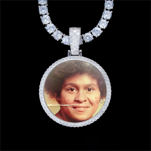 925S & VVS Moissanite 3D Circle Custom Picture Pendant