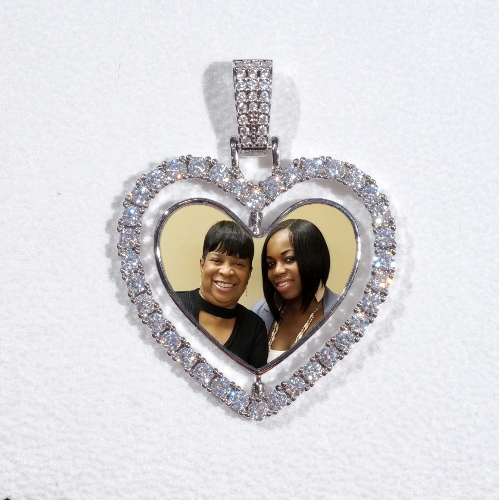 3D Spinning 2-Faced Heart Custom Picture Pendant