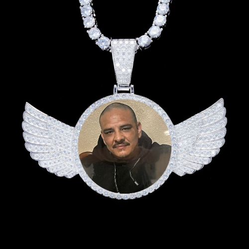 925S & VVS Moissanite 3D Wing Custom Picture Pendant