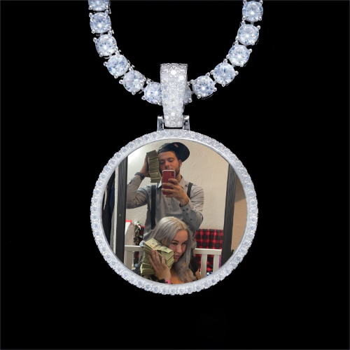 925S & VVS Moissanite 3D Circle Custom Picture Pendant