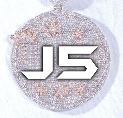 CUSTOM LETTER NECKLACE 3D BIG CROWN DISC