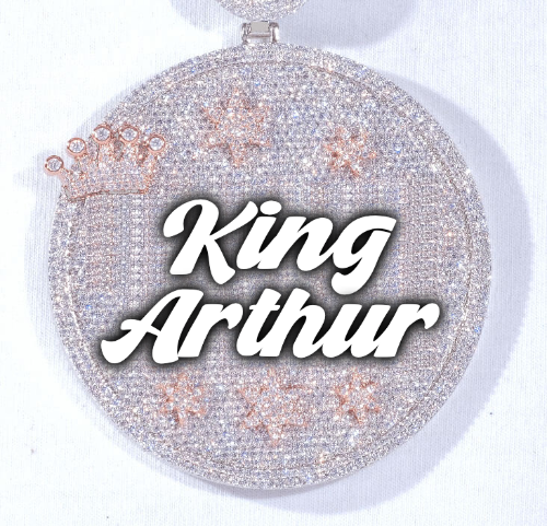 CUSTOM LETTER NECKLACE 3D BIG CROWN DISC