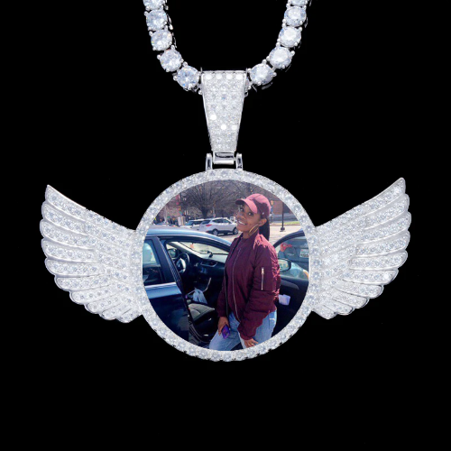 925S & VVS Moissanite 3D Wing Custom Picture Pendant