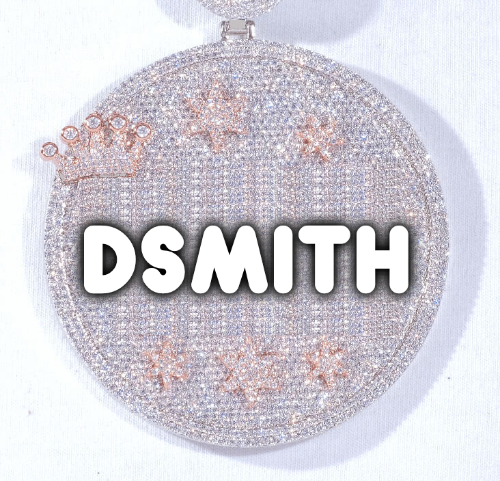 CUSTOM LETTER NECKLACE 3D BIG CROWN DISC