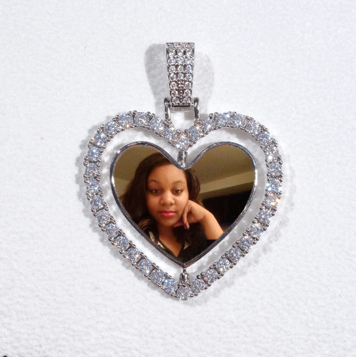 3D Spinning 2-Faced Heart Custom Picture Pendant